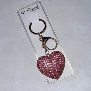 Pink and Goldtone Heart Bag Charm NWT